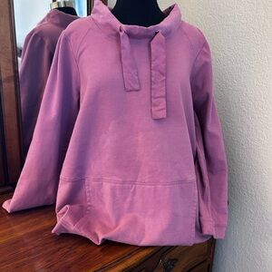 LOGO by Lori Goldstein Pink Lounge Sweatshirt with Cowl Neck. Size L. NWTGS